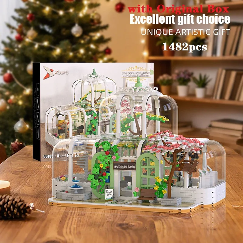 Decompress To Big Sale With Box 66105 Transparent Art Flower House Building  intelligent building block toys birthday gift