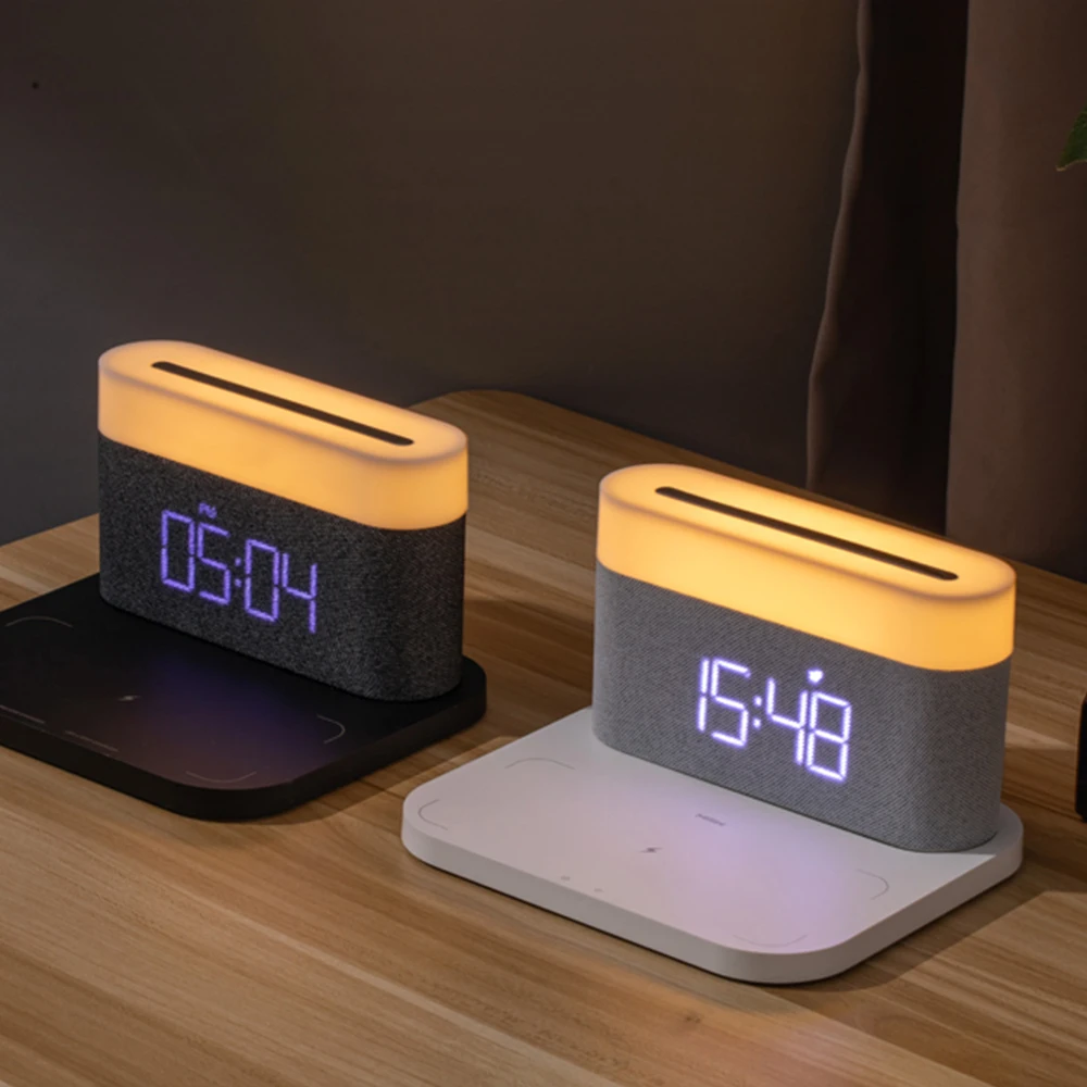 15W Detachable Magnet Desk Lamp 15W Fast Charging  Wireless Charger Alarm Clock Lamp Custom Logo Adjustable Touch Three Colors