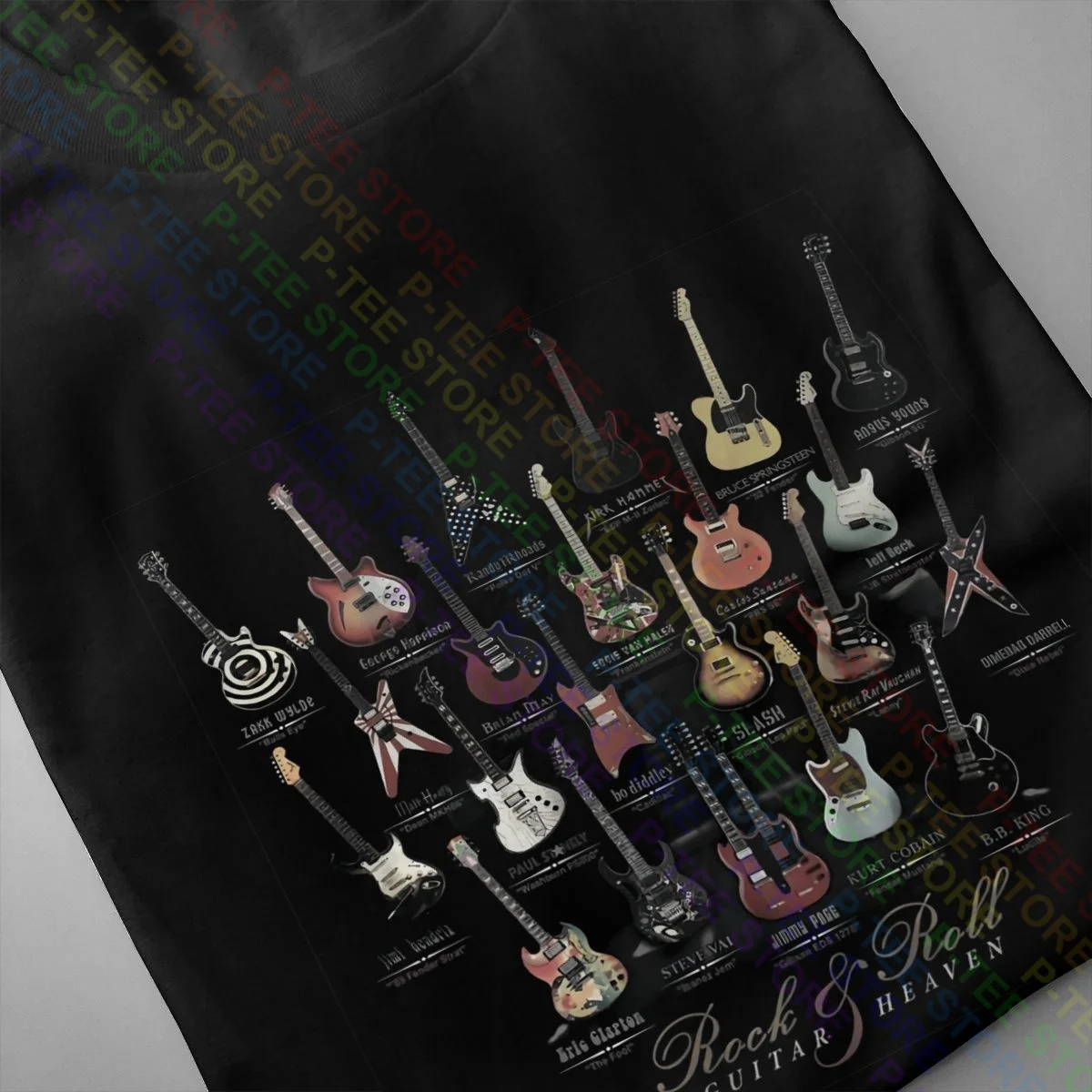 Rock & Roll Guitar Heaven Slash Bb King Angus Young Steve Vai Paul Stna Shirt T-shirt Style Fashion Tee