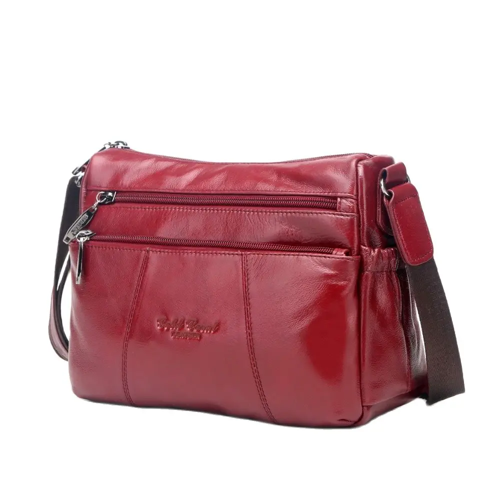 Cowhide Genuine Leather Women\'s Messenger Bag Mother Handbag Shopping Shoulder Bags For Women