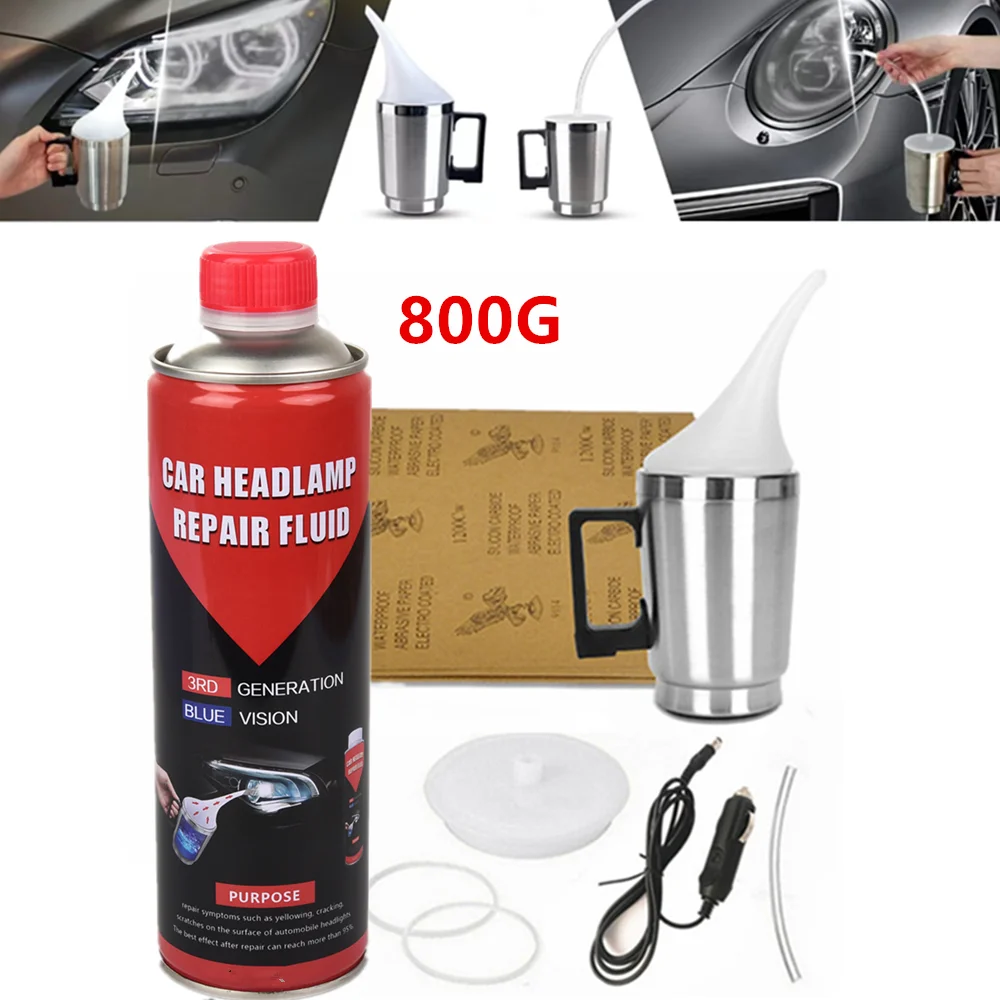 

Headlight Car Restoration Liquid Kits Liquid 800MLPolymer with Car Charger Headlight Chemical Polishing Refurbishment Scratch