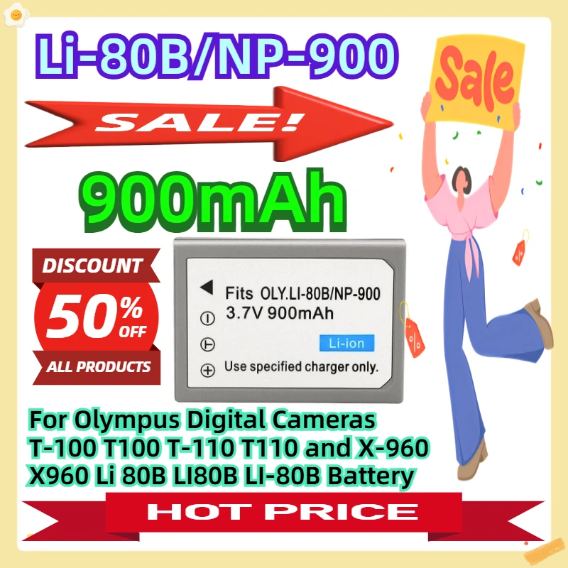 

For Olympus Digital Cameras T-100 T100 T-110 T110 and X-960 X960 Li 80B LI80B LI-80B Battery