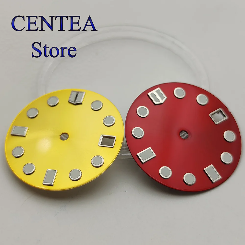 RICHUS 28,5 mm mostrador Azul Luminoso Preto Azul Verde mostrador do relógio Fit NH35 NH35A Movemt horas coroa 3.8 horas coroa