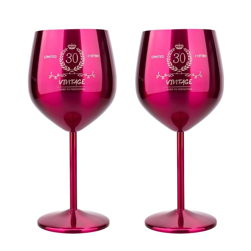 

500ml Anniversary Stainless Steel Wine Glass Goblet Metal Cup for Red Wine Champagne Party Wedding 30 40 50th Anniversary Gifts