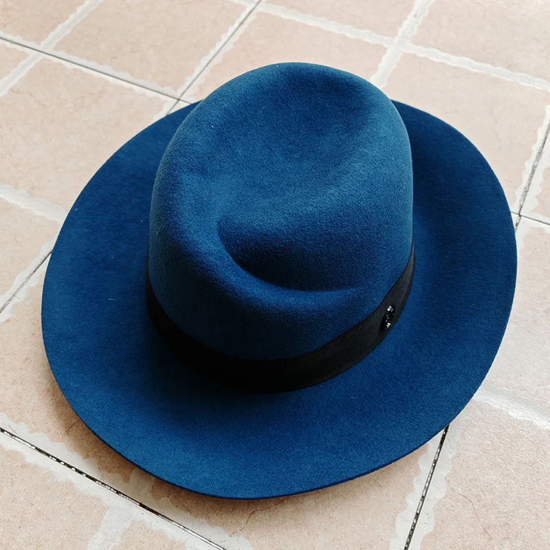 Wide Brim Women Hat Australian Wool Warm Fedora Hat Ladies Panama Cloche Hat Floppy Ribbon Band Wedding Dress Derby Church Hats
