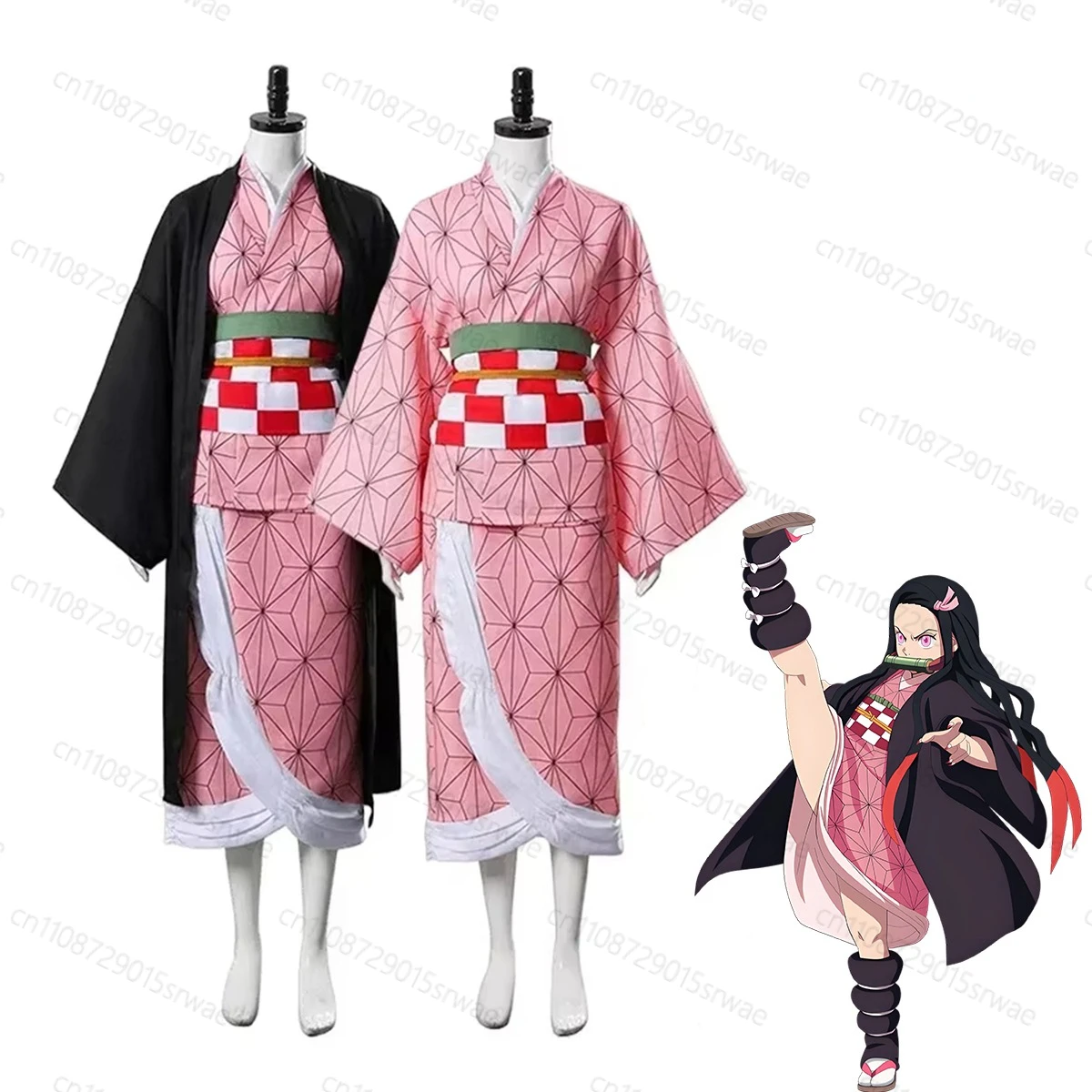 

2025 Anime Demon Slayer Nezuko Cosplay Costume Kimono Nezuko Costume Girls Kimono Uniform Clothes