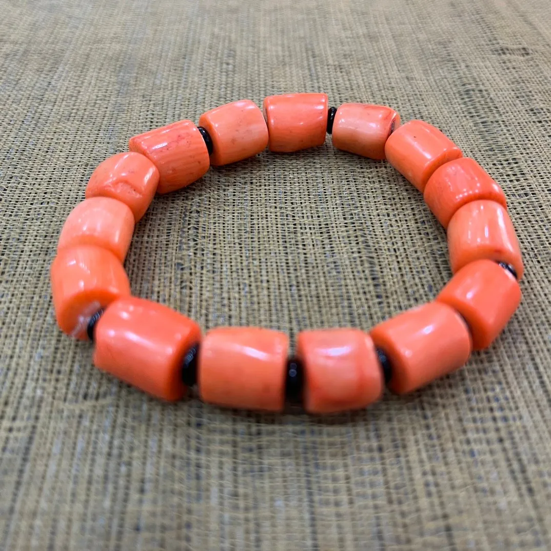 

Natural Red Coral Bracelet Men Women Healing Gemstone Fine Jewelry Genuine Precious Coral Beads Elastic Beaded Bracelets Bangle