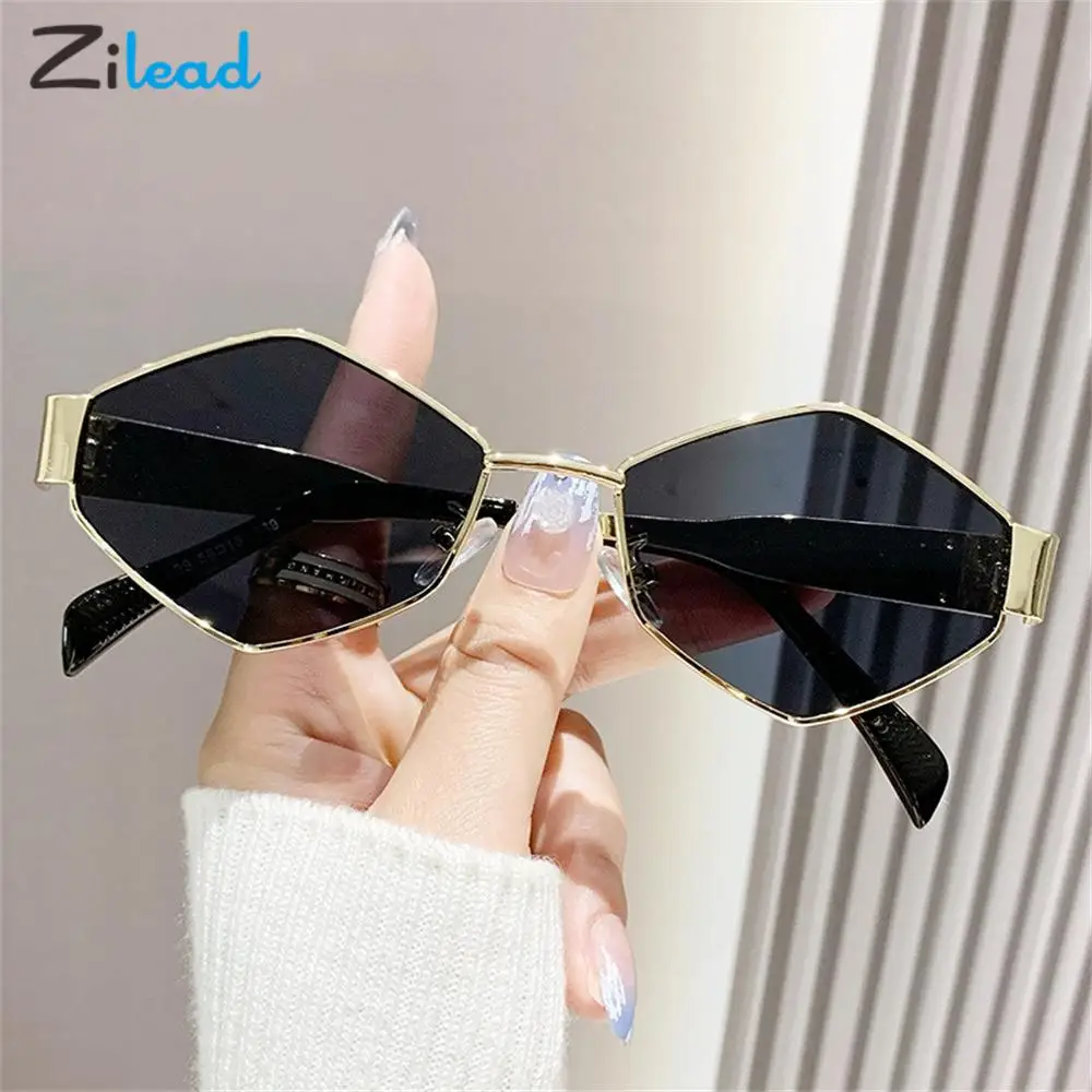 Zilead Retro Diamond Shape Sunglasses Unisex Metal Frame Sunshades Eyewear Women Men Trendy UV400 Protection Sun Glasses