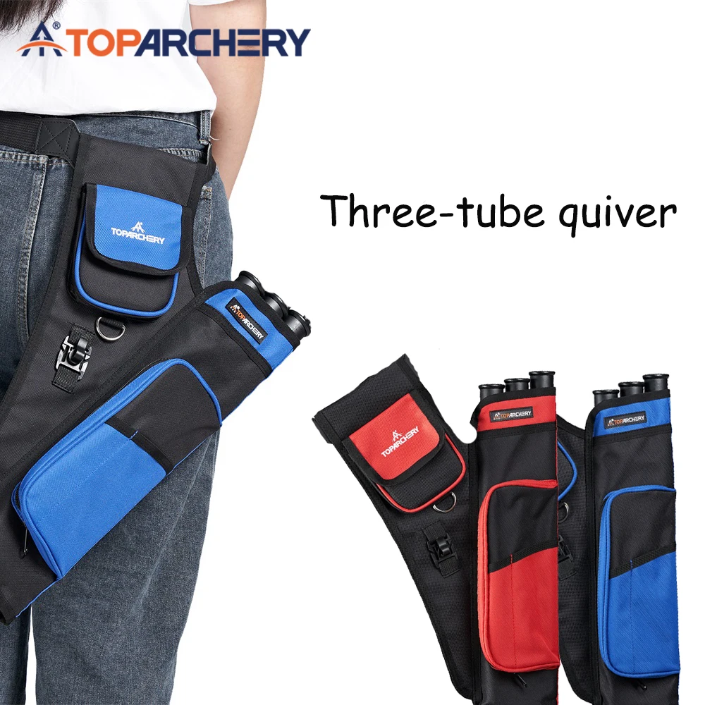 Toparchery 3 Tubes Arrow Quiver with Adjustable Belts Arrow Bag for Shooting Training Accessories