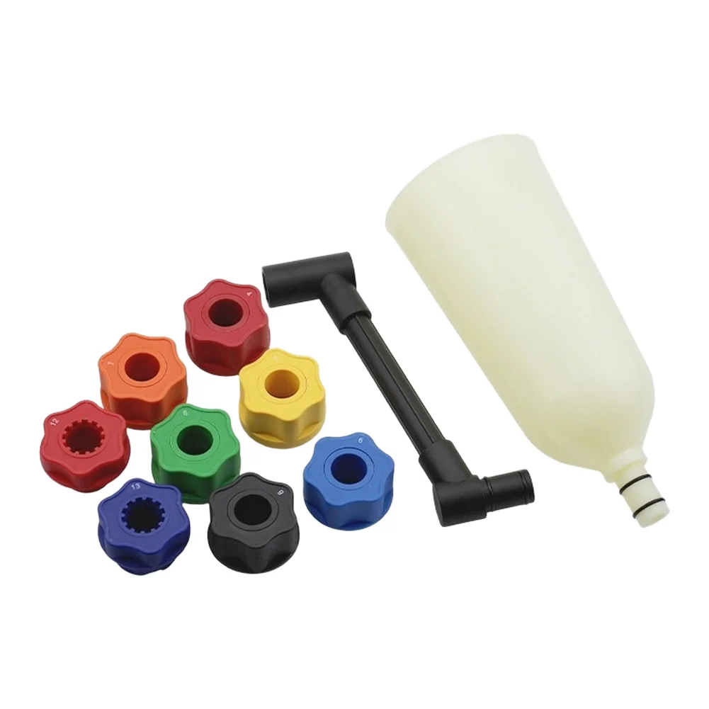 Car Oil Funnel Kit 10 pcs 2L Wide Mouth Design for Engine Oil Changes Threaded Adapters and Curved Nozzle for Accessibility