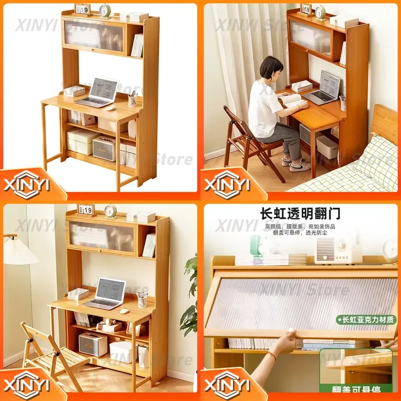 for Simple Folding Computer Desk for Dormitory Bedroom Flat Retractable Folding Table for Reading Writing Office Study Desk