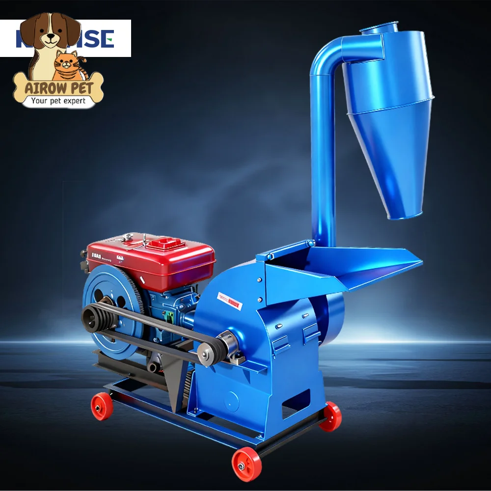 AIROW Diesel Hammer Mill Grain Crusher for Corn and Maize Grinding Small Farm Animal Feed Processing Machine