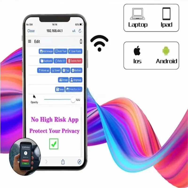 Kongten MBrush Color Inkjet Printer Portable Mini Combination Set Custom Editing Smartphone WIFI HD Printing Text/Pattern/LOGO