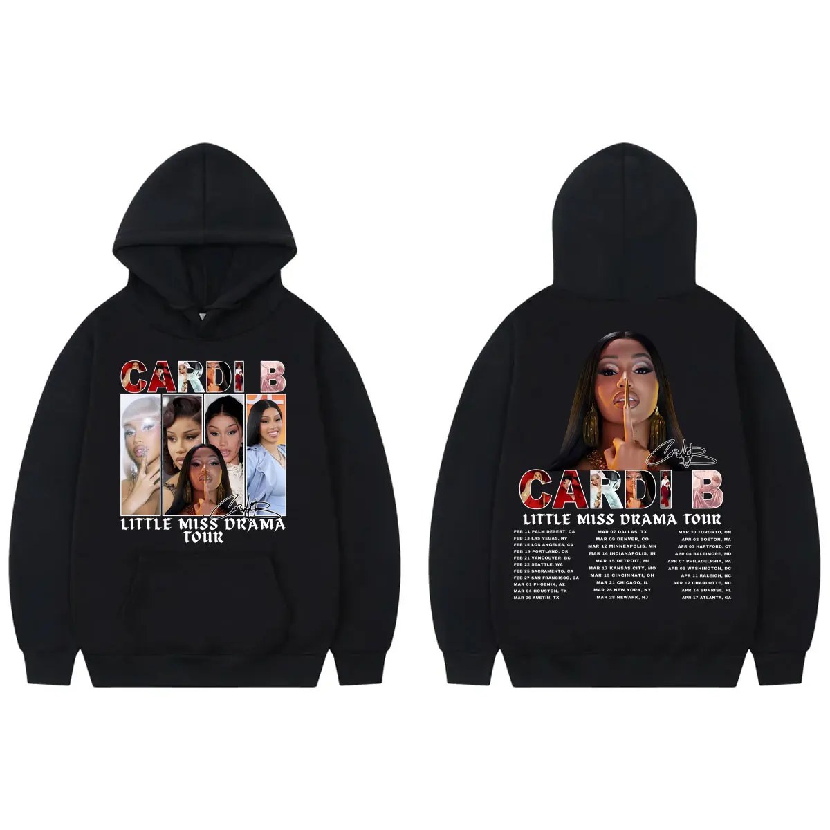 

Rapper Cardi B Little Miss Drama Tour 2026 Hoodie Fashion Y2k Aesthetic Hooded Sweatshirts Men Women Casual Oversized Pullovers