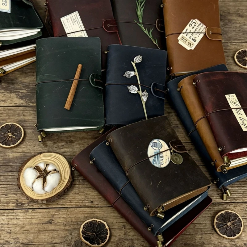 Crazy Horse Leather A5 Travelers Notebook Refillable Journal Vintage Diary Handmade Writing Sketchbook Portable Loose Leaf Gifts view 3