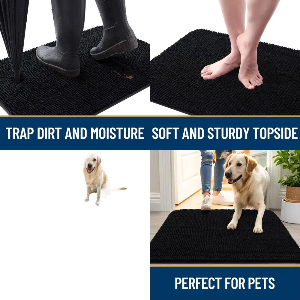 

Muddy Paws Solution: 70x24 Inch Absorbent Non-Slip Doormat, Quick-Dry Chenille Mat for Dogs, Indoor Entryway Carpet