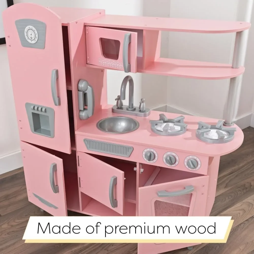 KidKraft Vintage Wooden Play Kitchen with Pretend Ice Maker and Play Phone