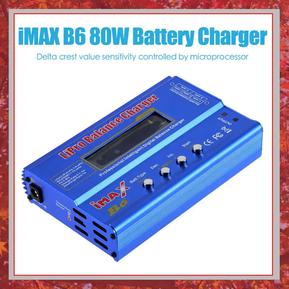 IMAX B6 Aircraft Model Charger AC/DC Balance Discharger LCD Dispaly Discharge Power 5W 18V 6A for LiPo NiMH NiCd LiFe Pb Battery