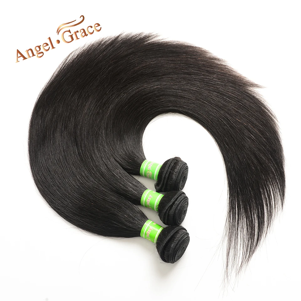 Natural Color Staight Human Hair Weave Bundles Indian Hair 1/3 Bundles/Lot Remy Hair Extensions Angel Grace Hair Weaving