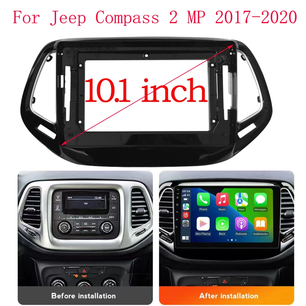 Car Radio Fascias Frame For Jeep Compass 2 MP 2017-2020 10 inch Stereo Panel Wiring Harness Power Cable Adapter Canbus Decoder