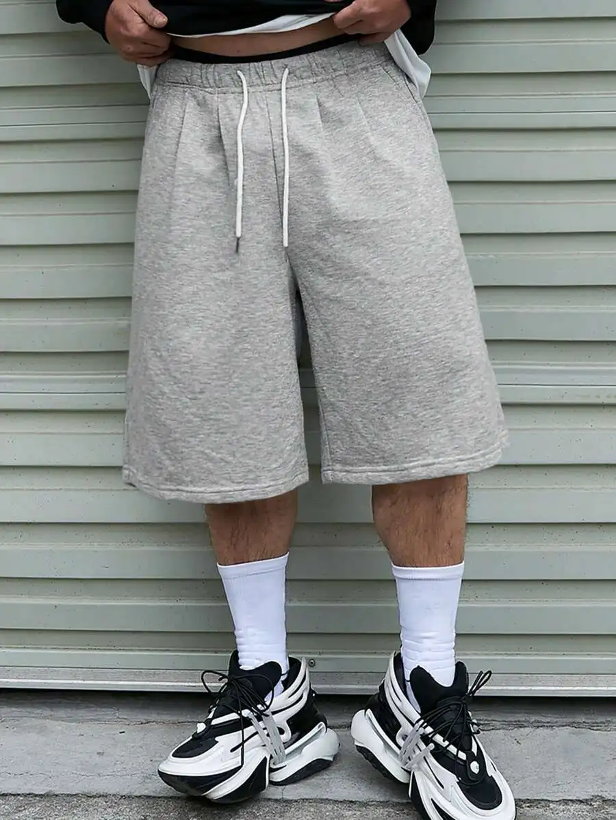 Manfinity EMRG Men's Checkered Elastic Waist Drawstring Loose Casual Shorts,Black And White Summer Streetwear Gym Plaid Skater
