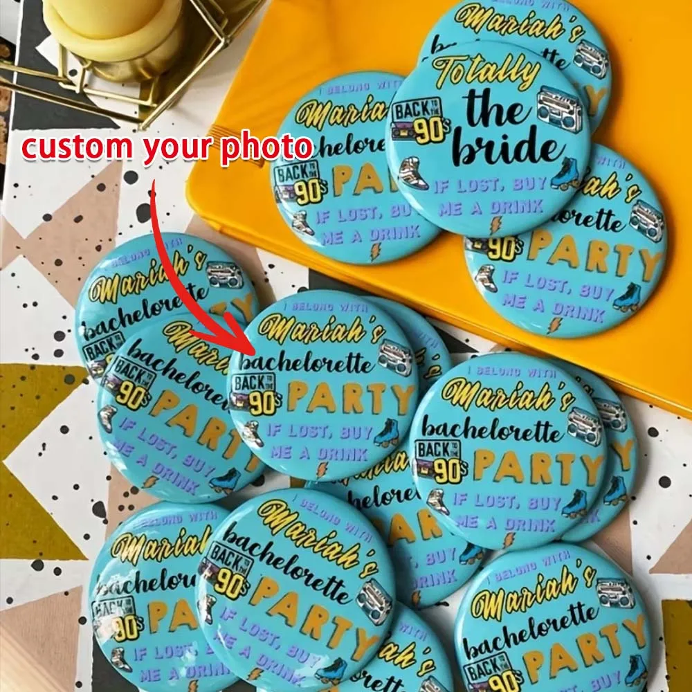 1 unidad/15 unidades/30 unidades de insignias circulares personalizadas con foto, insignias de estrella de dibujos animados de anime para estudiantes, personalización de insignias de clase.