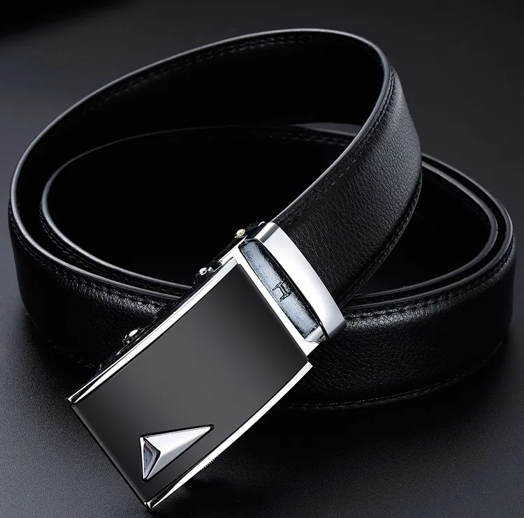 Men's Belt | Business Automatic Buckle Geometric Patch Alloy Slip Buckle Soft Leather Formal Pants Jeans Multi functional Belt