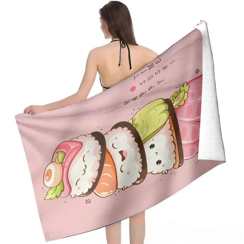 Dreamy Pink Stacking Sushi Pattern Bath Towel, a Perfect Gift for Women, Suitable for All Seasons. Made of Ultra-fine Fiber