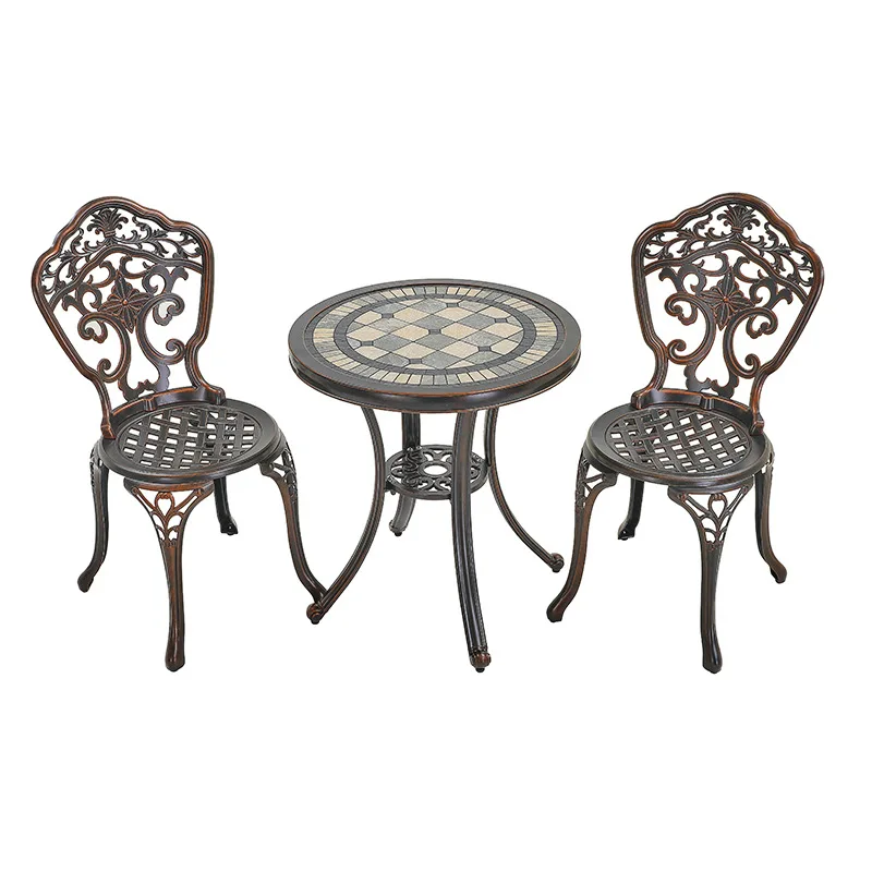 Cross-border commercial street cast aluminum tables and chairs outdoor coffee table balcony tables and chairs, square leisure