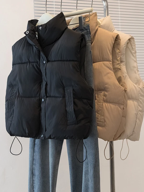 Gilet Jaet en coton matelassé pour femmes, manteau à pain, col montant, vêtements d'extérieur en coton, grande taille, automne hiver