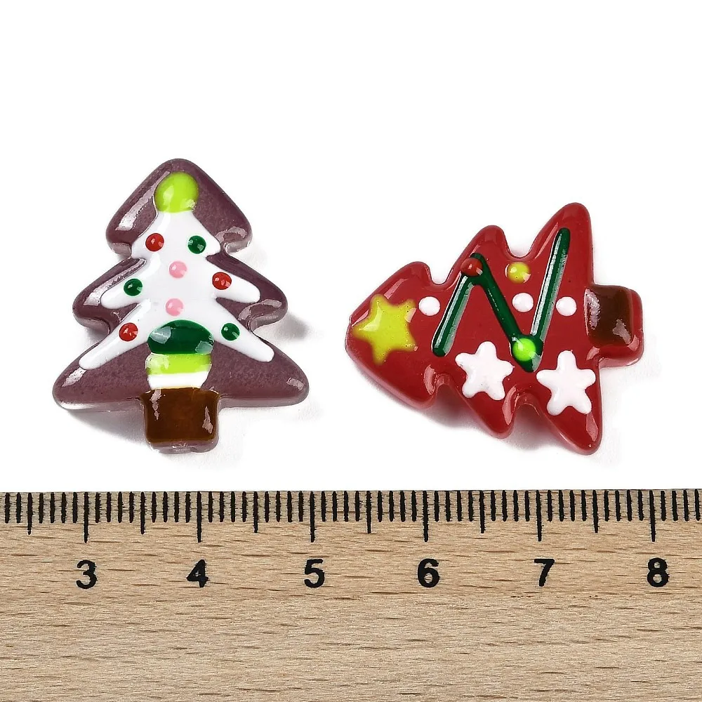 10pcs Christmas Trees Lampwork Beads Xmas Theme Bumpy Glass Beading Necklace Earring Keychain Gift Decor DIY Jewelry Making