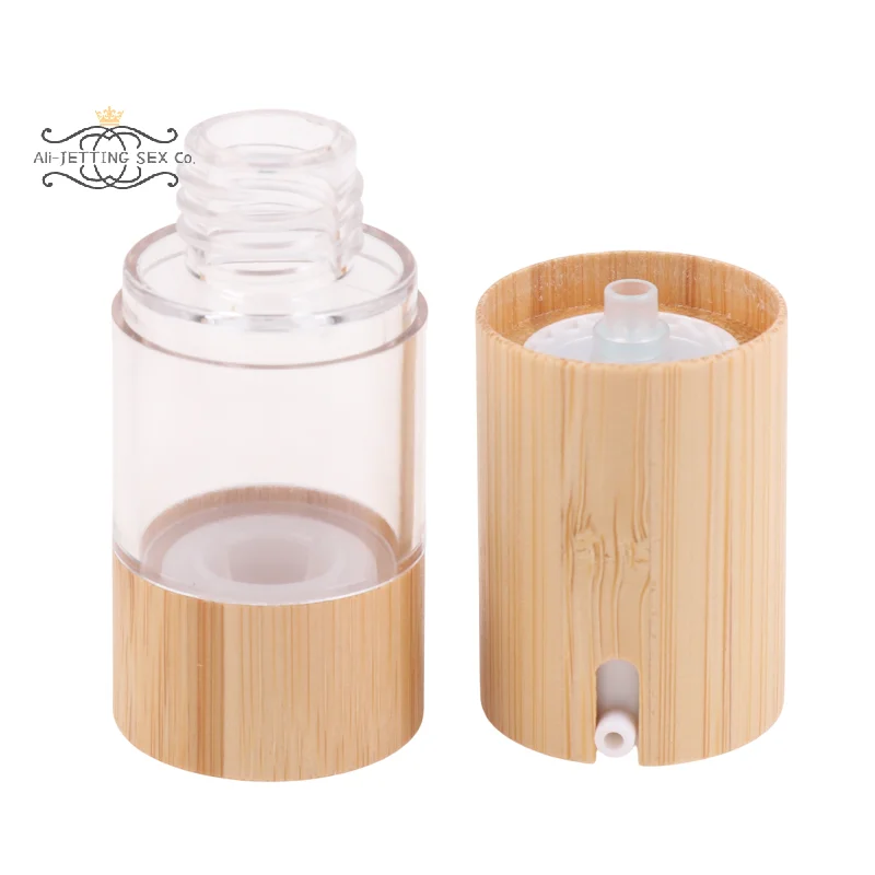 

Пустая бамбуковая безвоздушная бутылка с вакуумным насосом 15 мл, 30 мл, 50 мл для макияжа, крема, сыворотки, лосьона, флакона для ухода за кожей, косметический контейнер