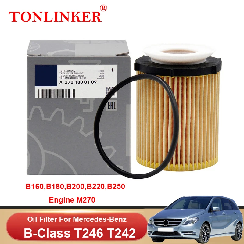 TONLINKER Oil Filter A2701800109 For Mercedes Benz B Class T246 T242 2011-2018 B160 B180 B200 B220 B250 M270 Car Accessories