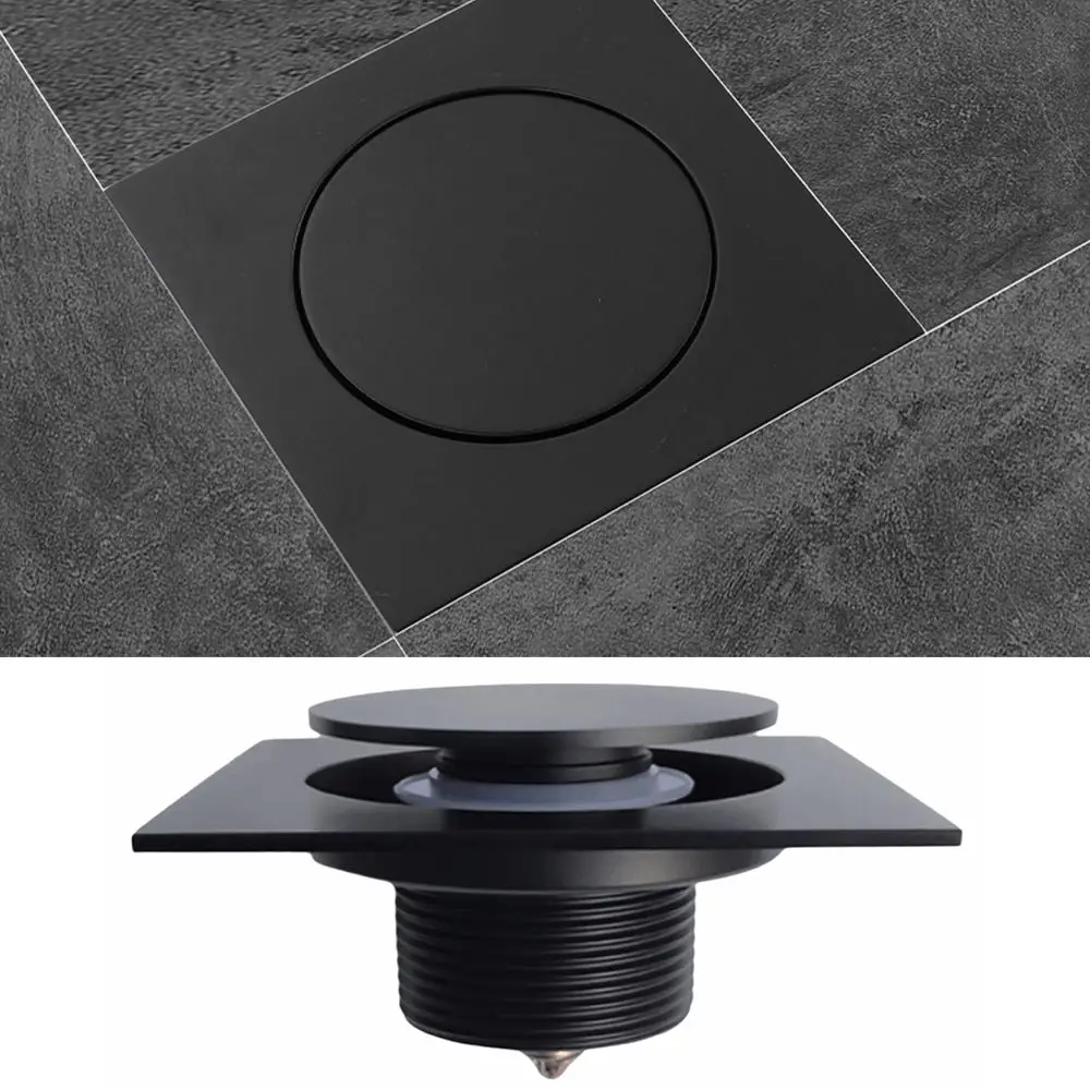 Push Down Mechanism Floor Drain Strainer Square Odor Resistant Drain Strainer Fast Draining Anti Overflow Floor Drain Balcony
