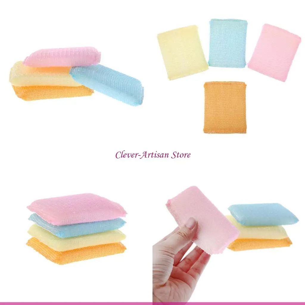 

E06B 4 шт./компл. мягкие губки для чистки посуды, кухонный скраб для чистки, скребок для мытья посуды