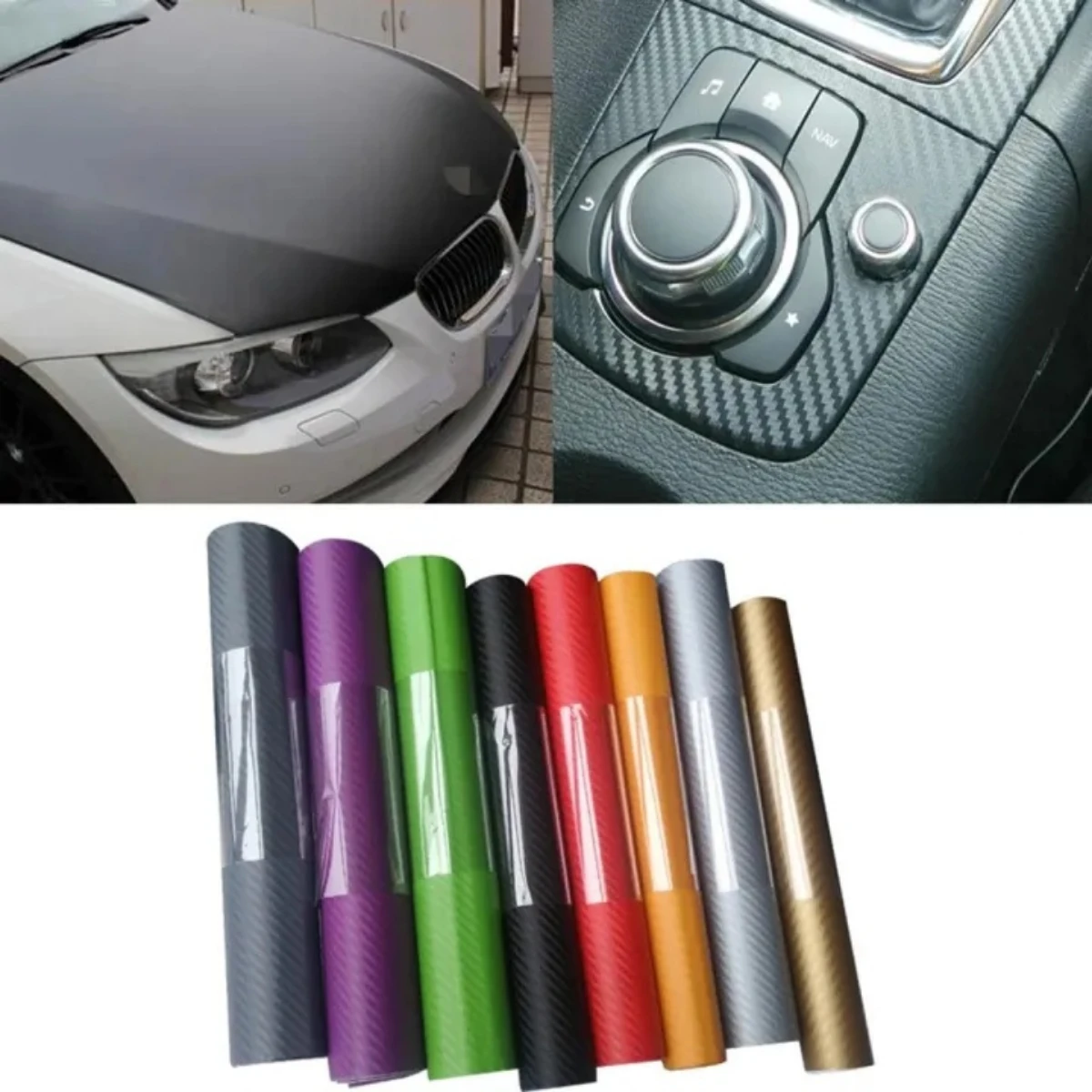 

Car Faux 3D Carbon Fiber Fabric Self-adhesive Leatherette Upholstery Roll Film Stickers Auto Cars Skin Vinyl Film 30/40/50x150cm