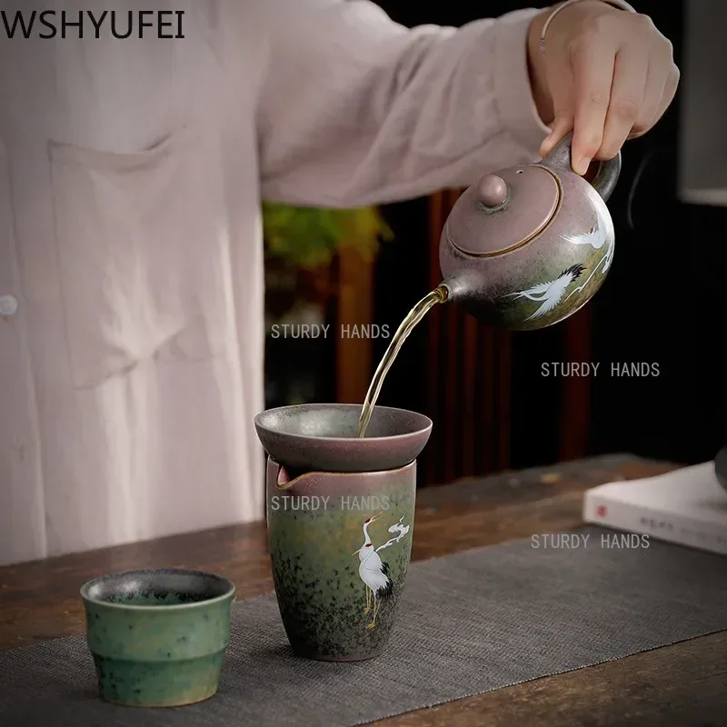 Vintage Kiln change ceramics Tea pot Chinese tea set porcelain teapot Oolong tea Handmade kettle Jingdezhen customization