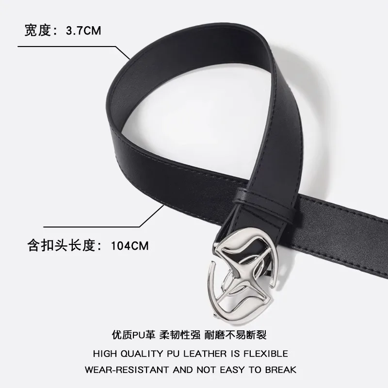 Retro Black Belt with Metal Buckle for Men, Simple and Minimalist for Women, Decorative Belt with Ins Style, Niche Pants Belt