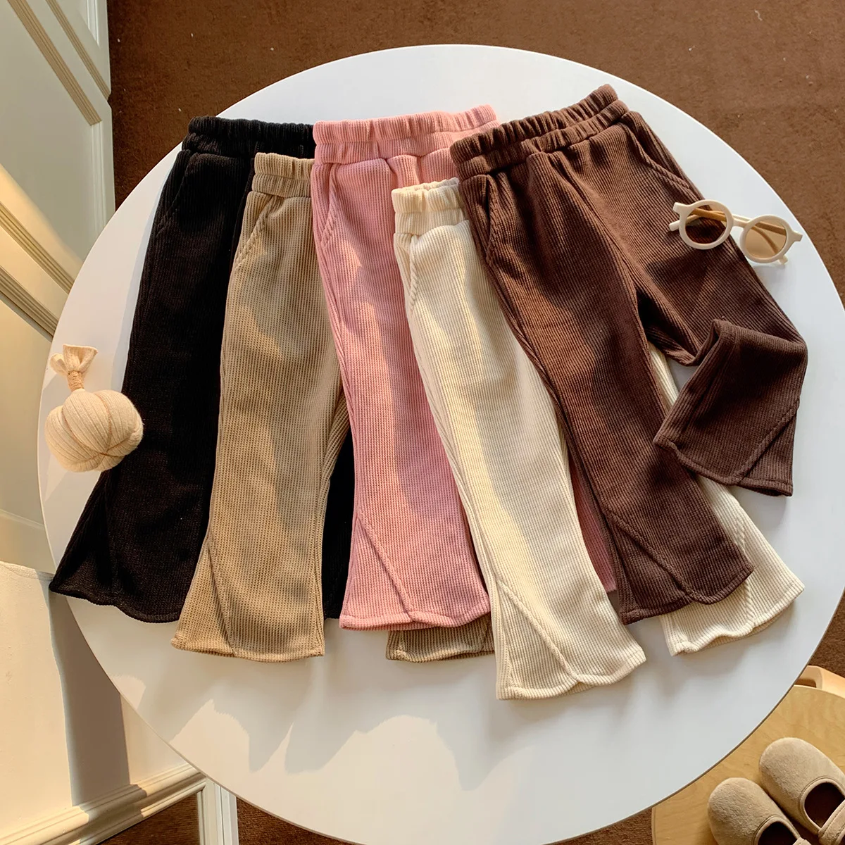 2-10T Toddler Girls Flare Pants Elastic Waist Casual Trousers Kids Spring Autumn Bottoms Winter Clothes