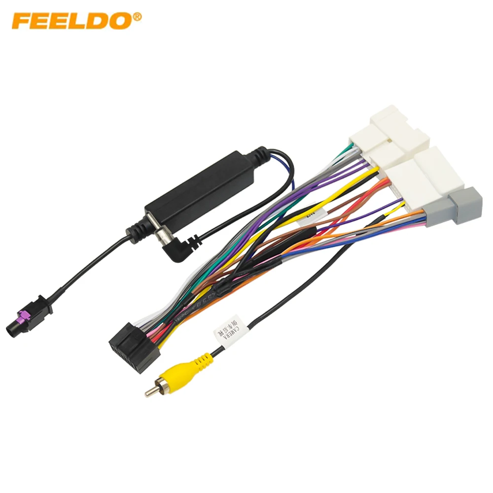 FEELDO Car 16pin Audio Wiring Harness With Amplifier Antenna For LADA XRAY Aftermarket Stereo Installation Wire Adapter