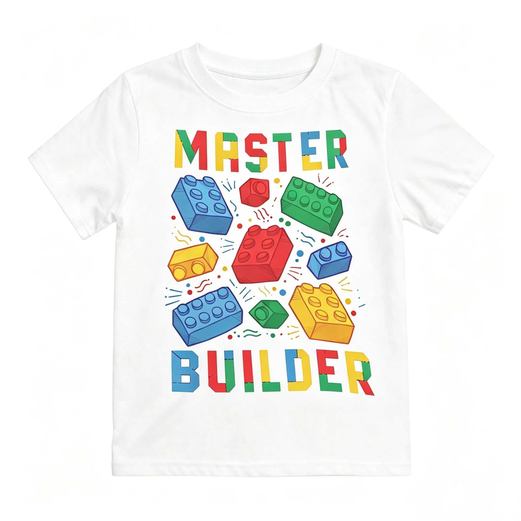 Brick Builder Kinder-T-Shirt, lässig, locker sitzend, weich, atmungsaktiv, für den täglichen Gebrauch, Strandurlaub, Party-Outfit, für alle Jahreszeiten – Detail 3