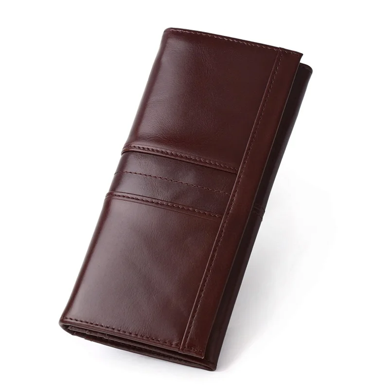 100% Genuine Leather Wallet RFID Anti-theft Money Purse Cowhide Men's Long Leather Retro Ladies Money Clip