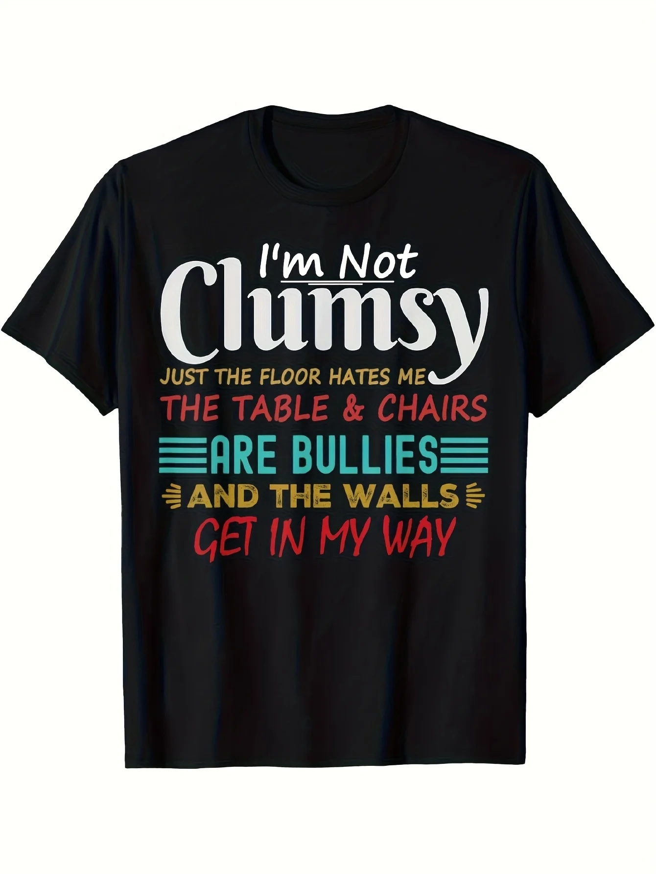 2026 I'm Not Clumsy Funny T-Shirt for Women, Men, Boys & Girls - Sarcastic Humor, Black Cotton Crew Neck, Regular Fit, Summer Ca