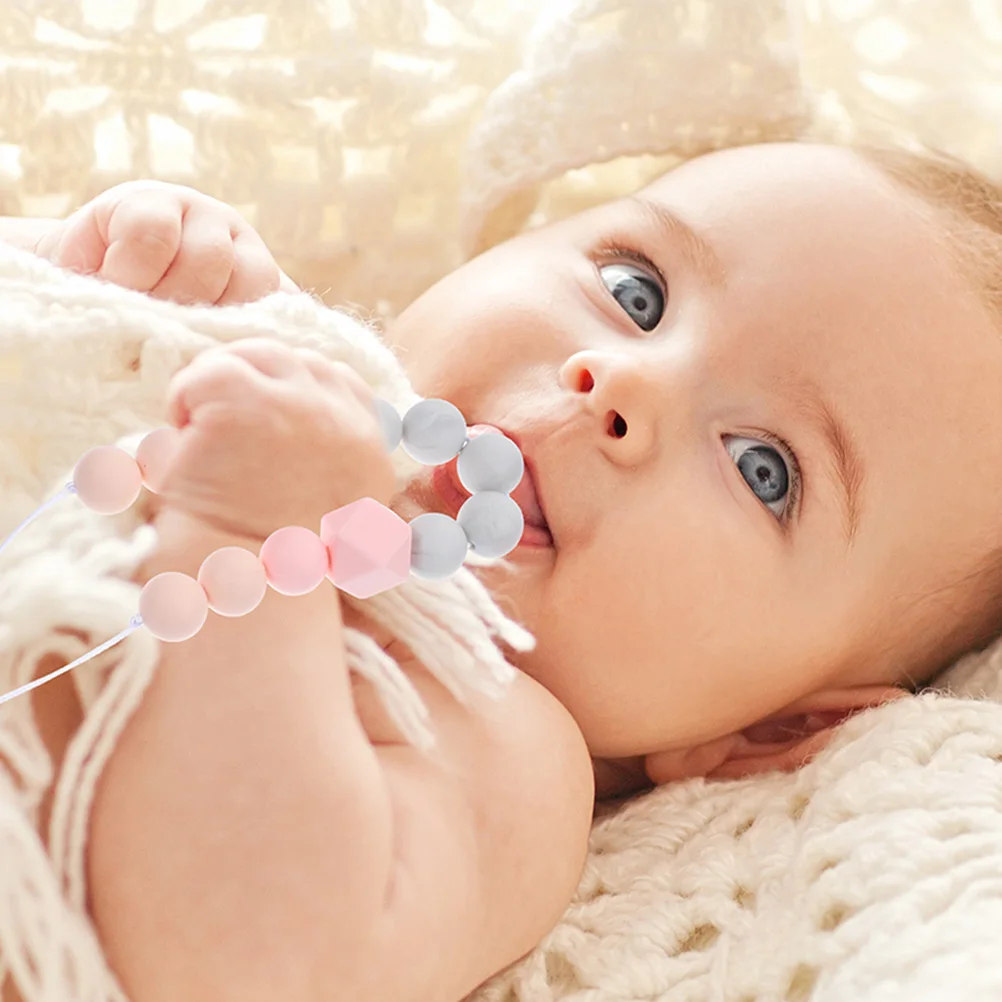 

2 шт., детские ожерелья для прорезывания зубов, мягкие цветные блоки, силиконовое жевательное ожерелье для мамы, кормления младенцев, удобное ожерелье для прорезывания зубов для младенцев
