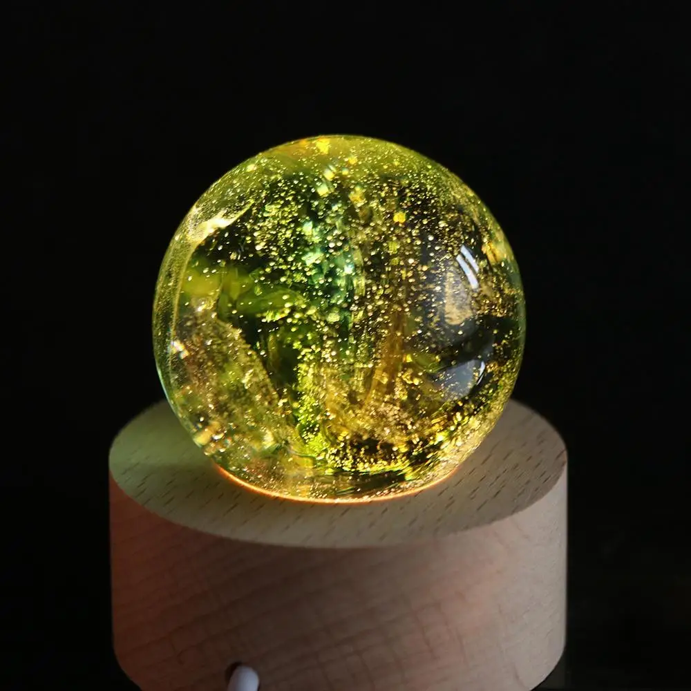 Interior Decoration Solid Wood Crystal Ball Smooth Detachable Led Night Lamp Delicate Chroma Ambient Light Nightlight