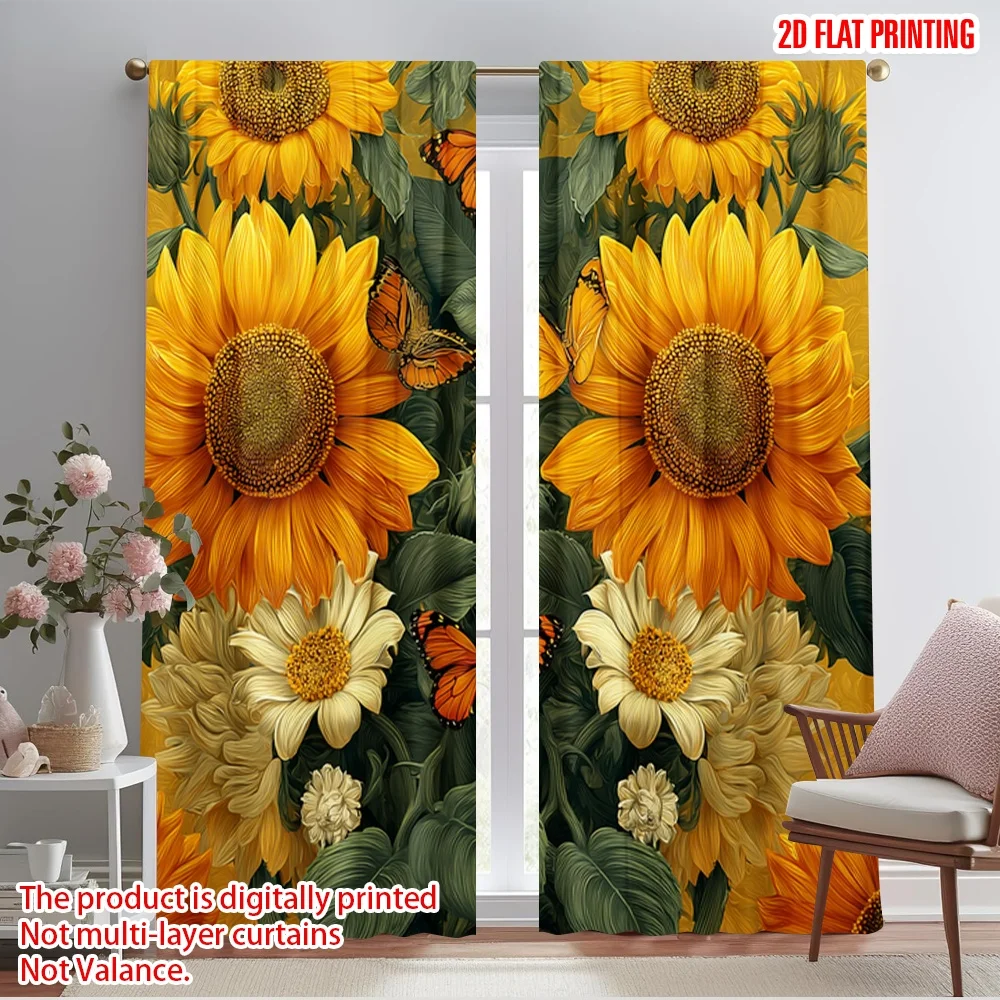 2pcs,2D plane printing Popular Curtains Blossom Symphony(1) Durable Polyester (without rod) Decorations For Home Use for