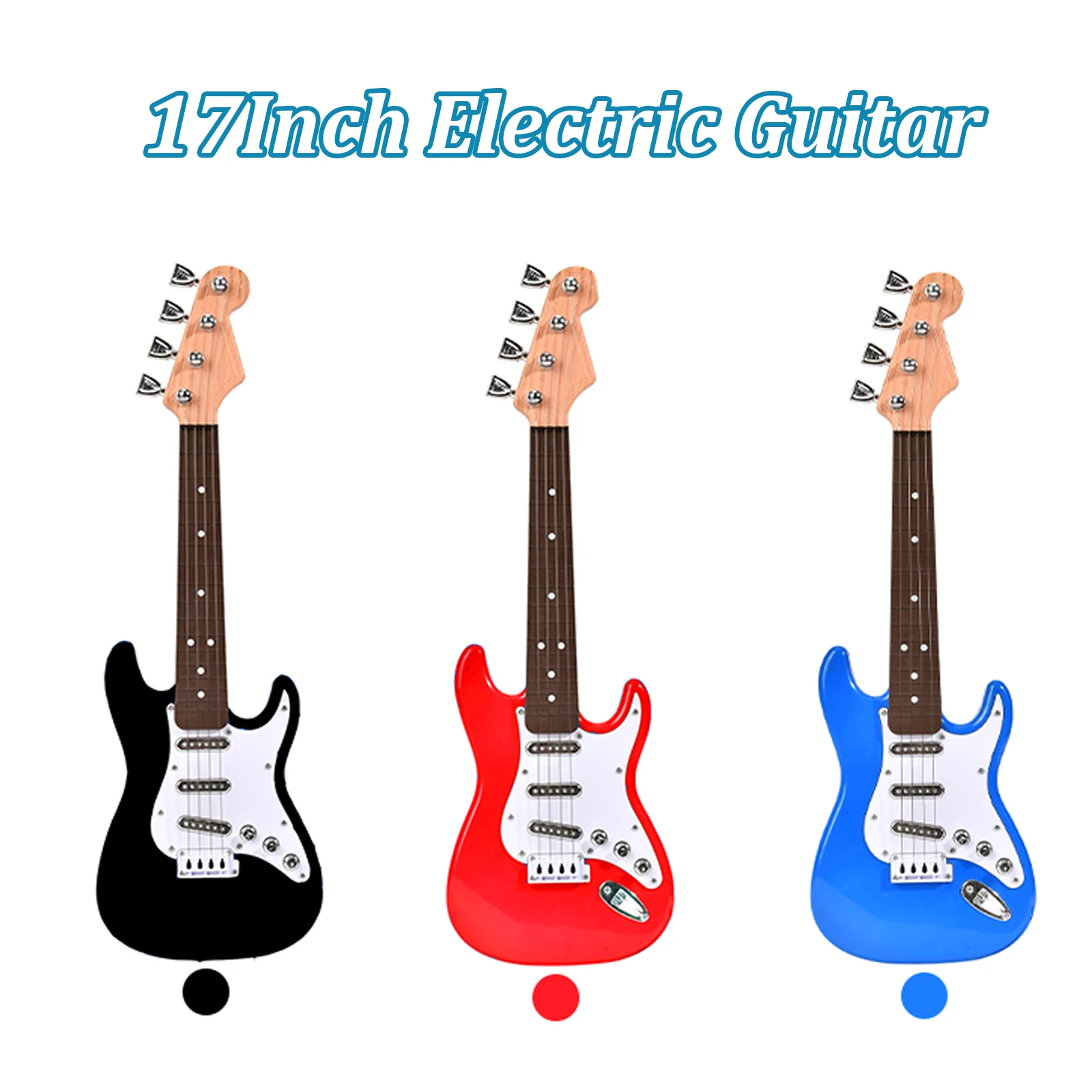Brinquedo de guitarra elétrica infantil de 17 polegadas com luzes LED, bateria recarregável, instrumento musical para meninos e meninas, presente de aniversário infantil