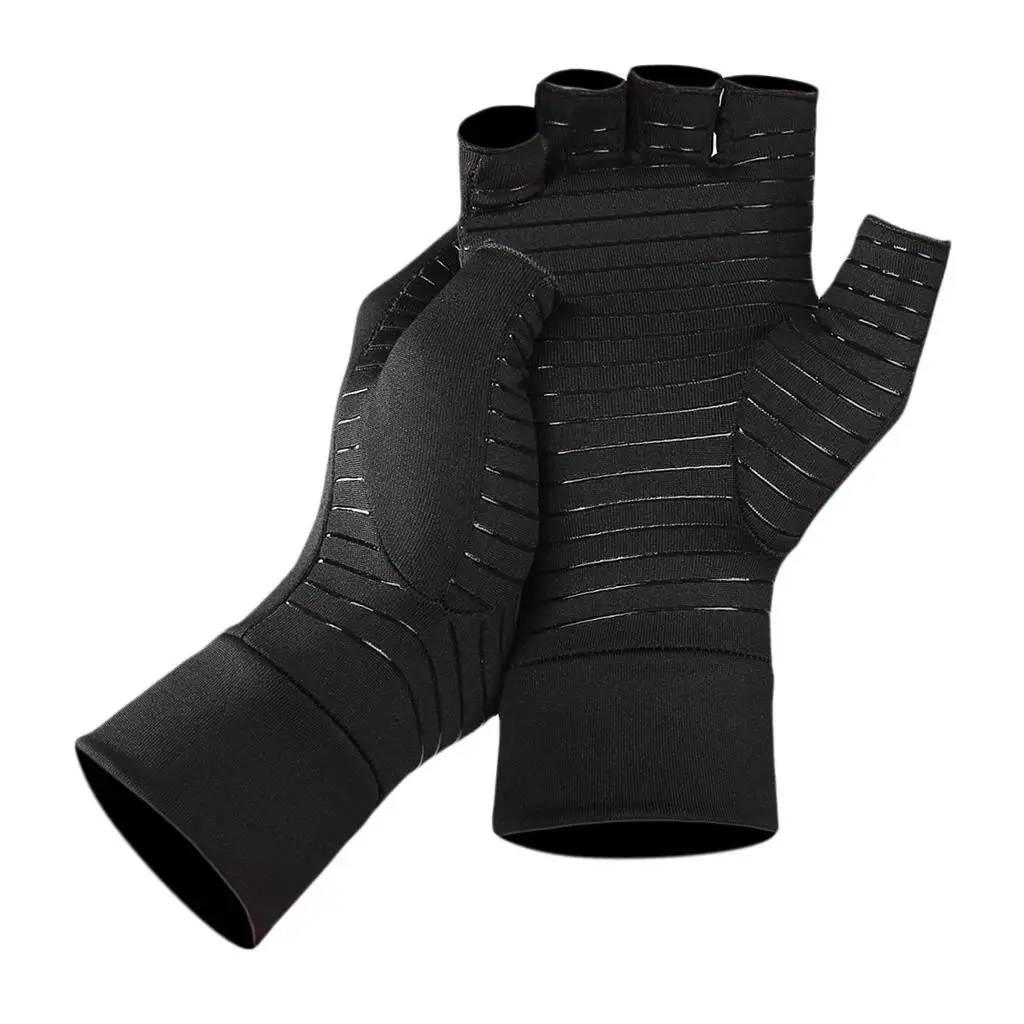 Compression Support Gloves for Carpal Tunnel Arthritis Pain Relief Open Finger Hand Warmer Mitten for Office