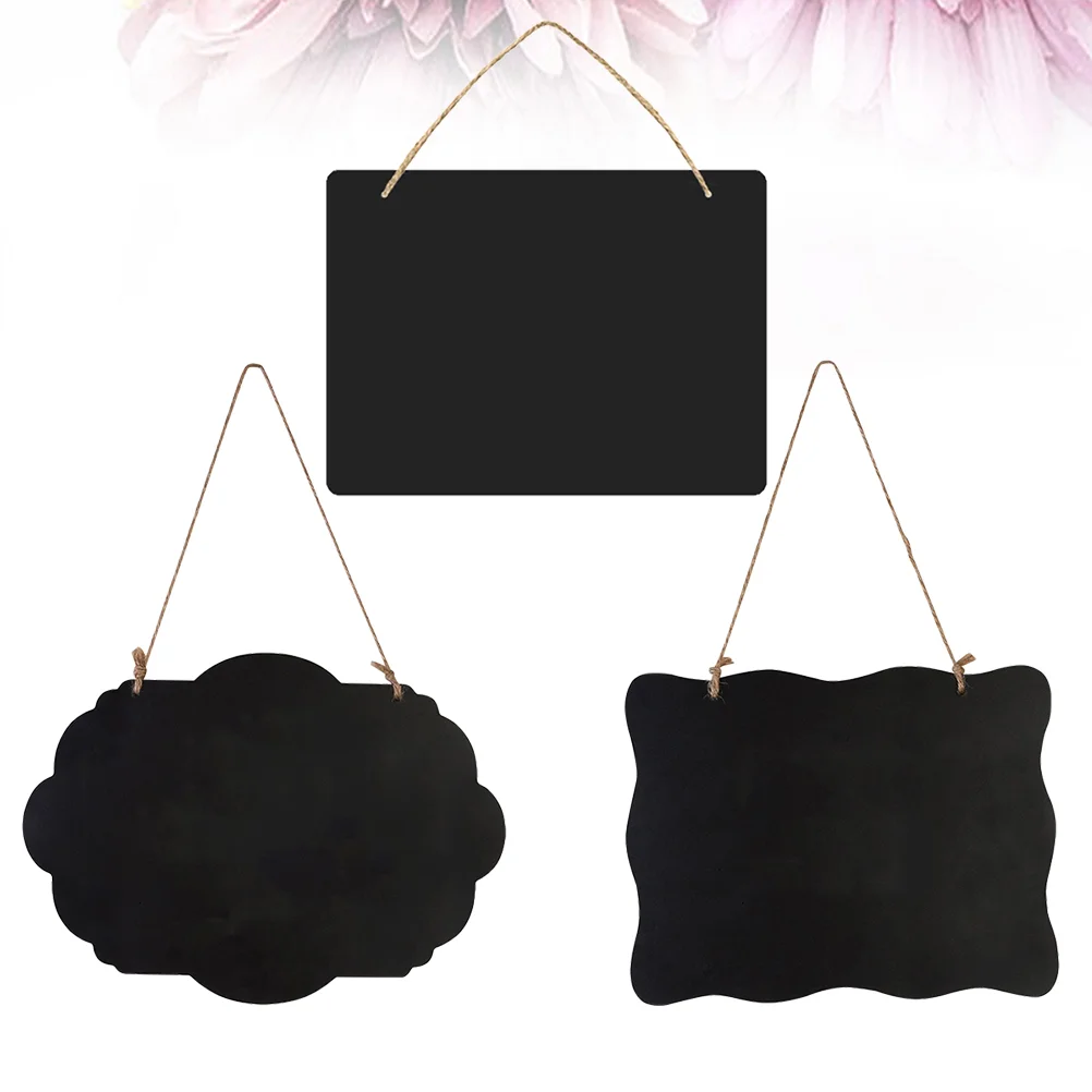 3 Pcs Creative Double-Sided Blackboard Listing Home Decoration Pendant Wooden Crafts