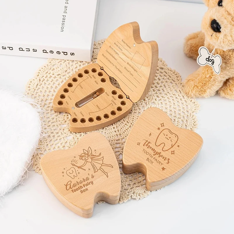 Baby Tooth Save Box Tooth Fairy Box Teeth Souvenir Box Wooden Tooth Keepsake Box Teeth Storage Container